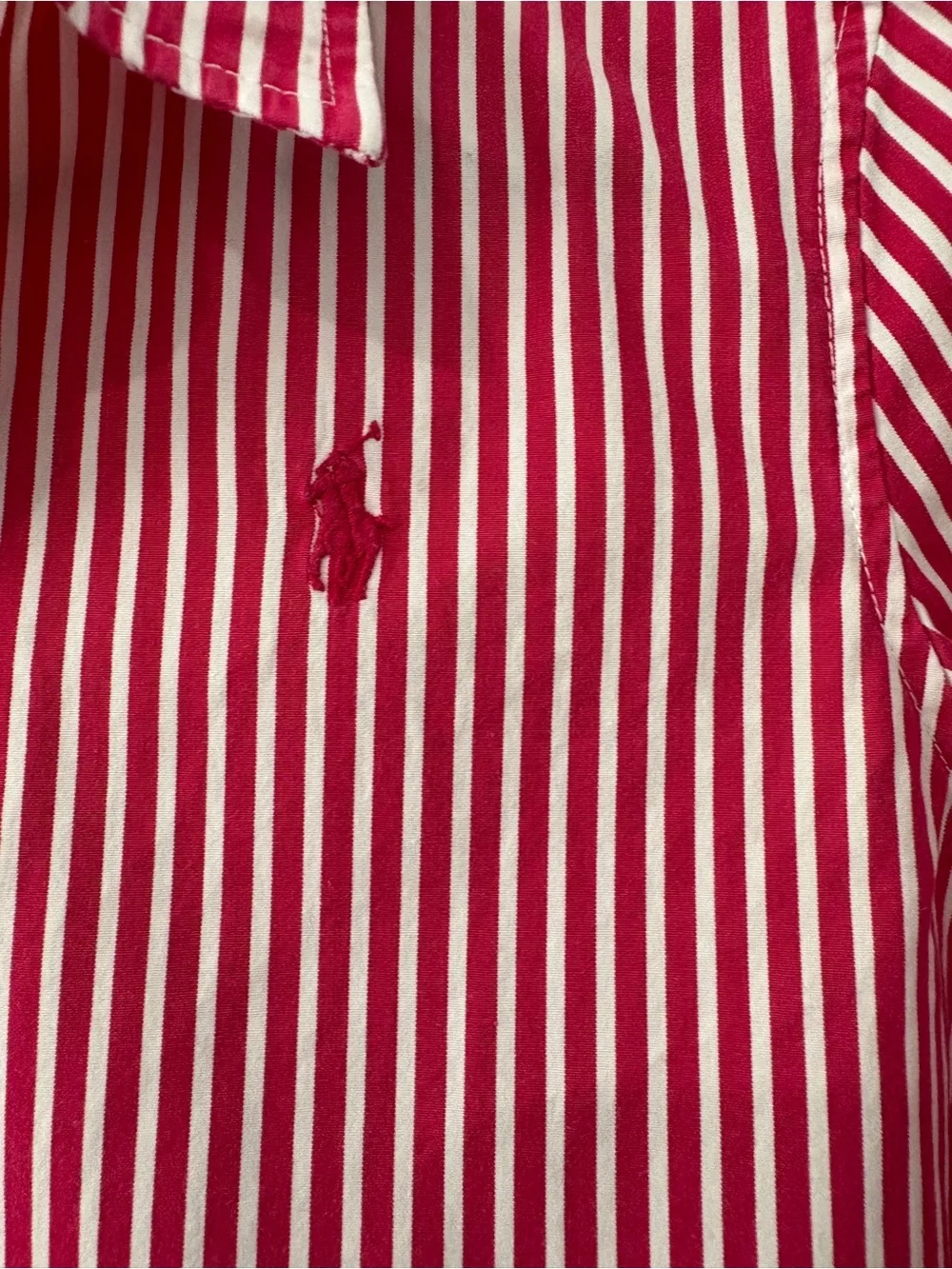 Ralph Lauren Girls Hot Pink & White Stripe Button-Up Shirt